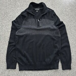 Banana Republic 1/4 Zip Sweater Mens L Black Pima Cashmere Blend Long Sleeve